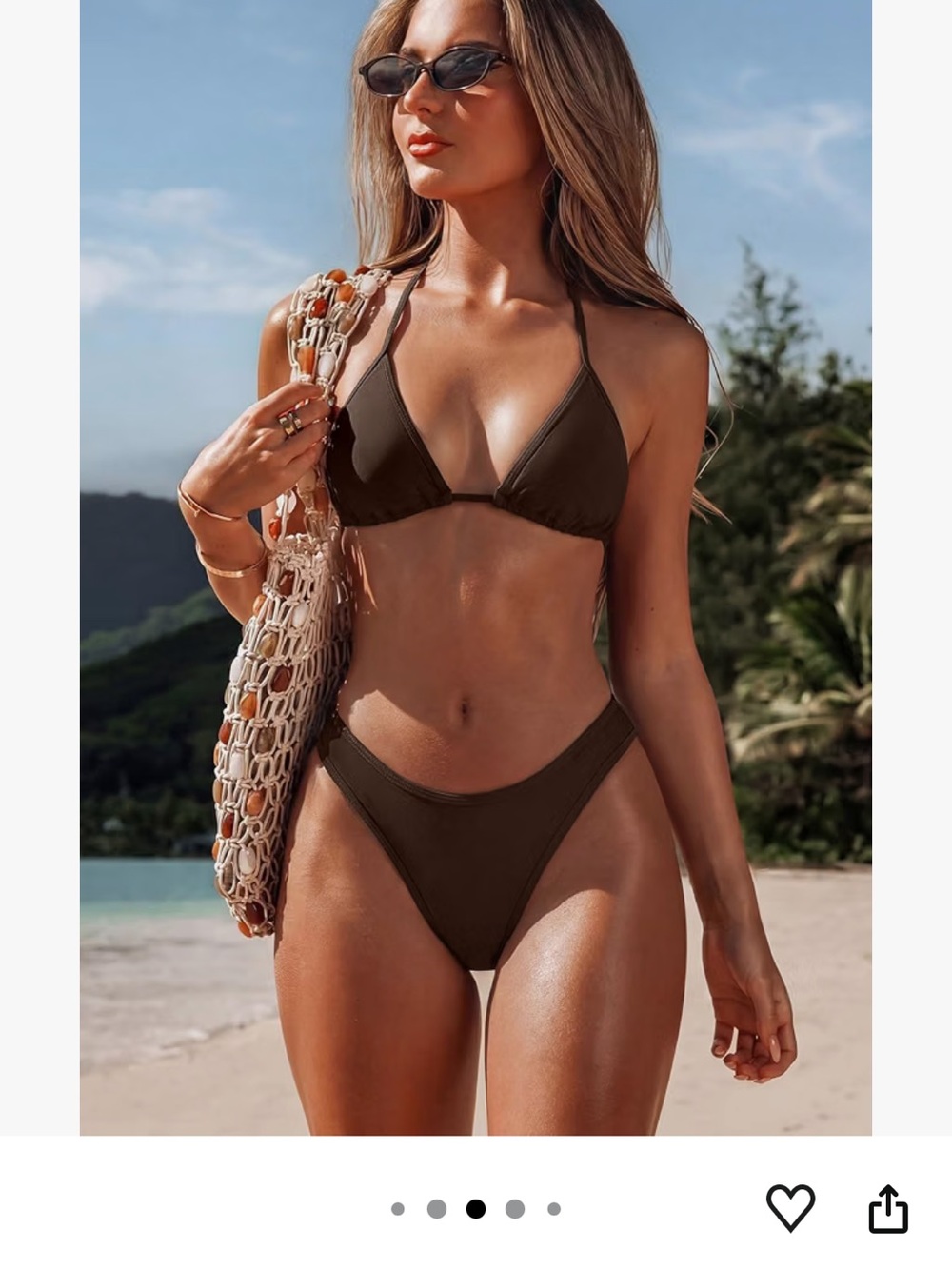 Triangle Tie-back Bikini Set in Dark Brown-